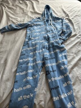 Pruvit Blue Logo Fleece Onesie Hoodie